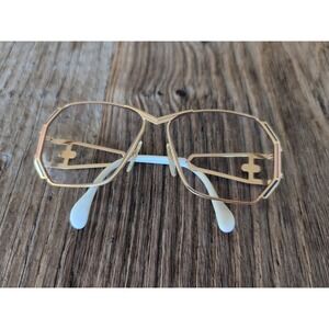 Vintage CAZAL 80s Open EYEGLASSES FRAME Only Women Gold Hexagonal Lens 58 14 140
